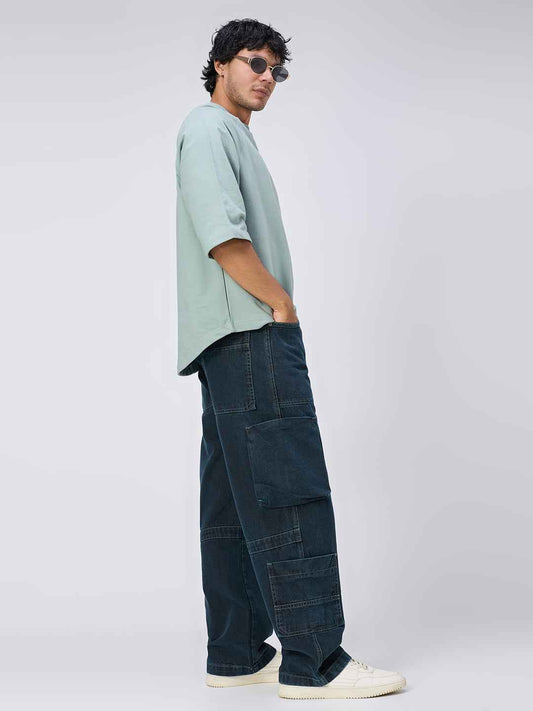 Midnight Indigo Cargo Men's Straight Fit Jeans
