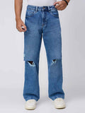 Knee-Rage Men's Straight Fit Jeans