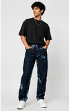 Lighting Blue Hand Tie Dye Mens Baggy Fit Jeans