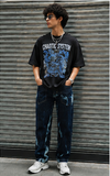 Lighting Blue Hand Tie Dye Mens Baggy Fit Jeans