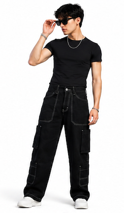 Original Black Cargo Men's Straight Fit Jeans