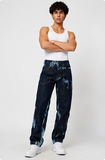 Lighting Blue Hand Tie Dye Mens Baggy Fit Jeans