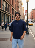 Blue Ribbed Men's Oversized T-shirt