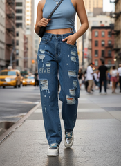 B5ive Distressed Women's Baggy Fit