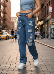 B5ive Distressed Women's Baggy Fit