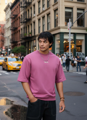 Blush Ribbed Men's Oversized T-shirt