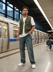 Mechanic Aged Men's Baggy Fit Jeans