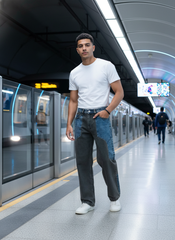 Dual Panel Mix Match Men's Straight Fit Jeans