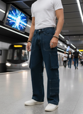 Midnight Indigo Cargo Men's Straight Fit Jeans