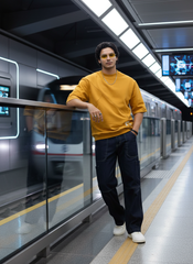 Raw Contrast Stitch Men's Straight Fit Jeans