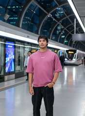 Blush Ribbed Men's Oversized T-shirt