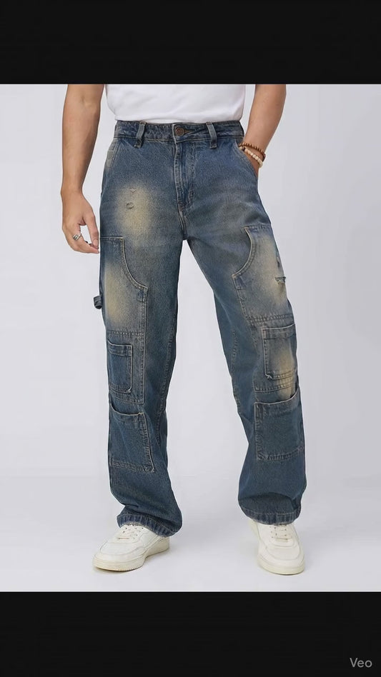 Vintage Patch Pocket Mens Straight Fit Jeans