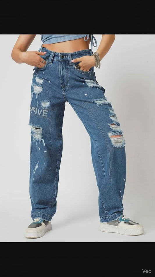 B5ive Distressed Women's Baggy Fit