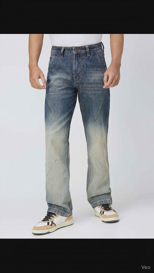 Ombre Fade Wash Men's Straight Fit Jeans